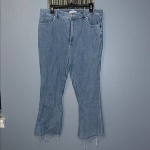 LOFT Blue Striped Flare Jeans